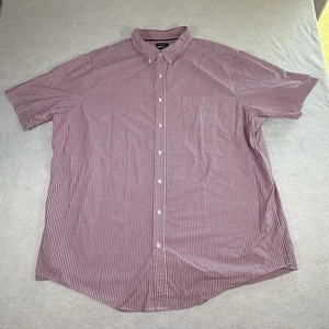 Croft & Barrow Button Up Shirt Mens 3XL TALL 3XLT Pink Striped Short Sleeve - Picture 1 of 5