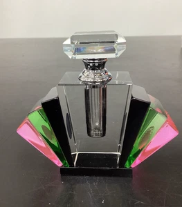 Vintage Art Deco ‘Fan’ Style Crystal Multi Colour Perfume Bottle - Picture 1 of 4