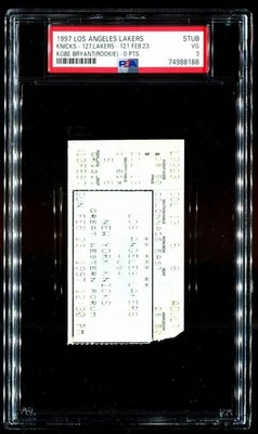 Kobe Bryant Novato - Boleto PSA Béisbol 1997 Los Angeles Lakers New York Knicks Foto 1 de 2