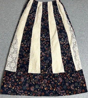 Falda De Colección Tumbleweeds Años 70 Panel Terciopelo Pradera Hippie Maxi Boho Casa de Campo Foto 1 de 4