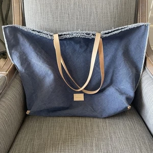 Gräf Lantz Hana Canvas Boat Bag Tote Bag Large Beach Bag Frayed Raw Edge Blue - Picture 1 of 8