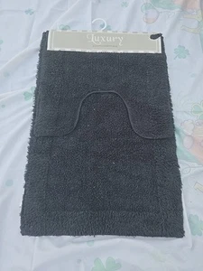 2pc Luxury Ultra Plush Washable Nylon Bath Rug Set NAVY BLUE - Picture 1 of 9