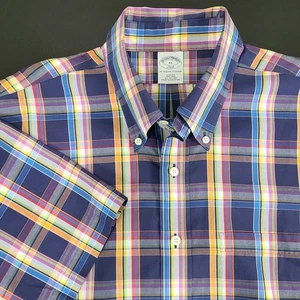 Brooks Brothers 346 Non-Iron Shirt Mens XL Colorful Plaid Cotton Slim Fit - Picture 1 of 12