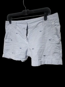 Pantalones Cortos Chinos Náuticos Vineyard Vines 8 Azul Blanco Rayas Seersucker Ballena 3" - Imagen 1 de 3