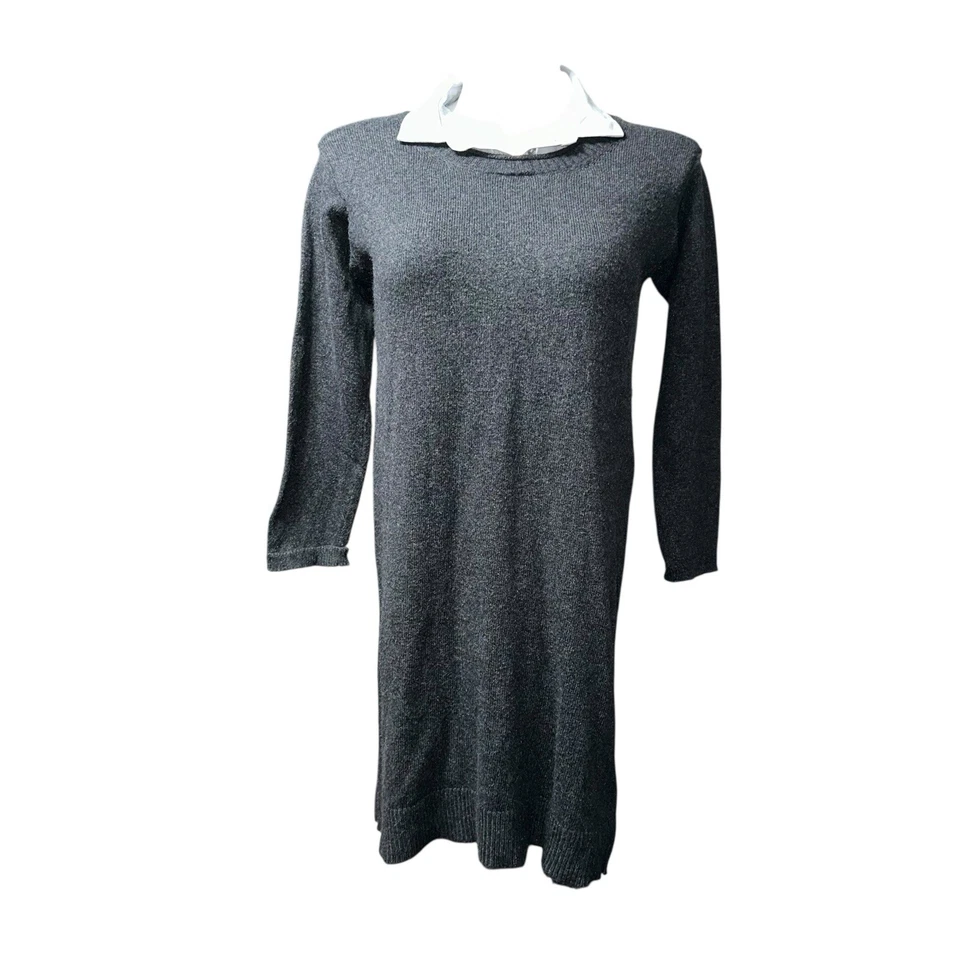 Simply Vera Vera Wang Feminino Grande Cinza Manga Longa Suéter Joelho Vestido - Imagem 1 de 4