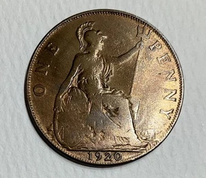 1920 Großbritannien One Penny George V Bronzemünze KM#810 - Bild 1 von 5