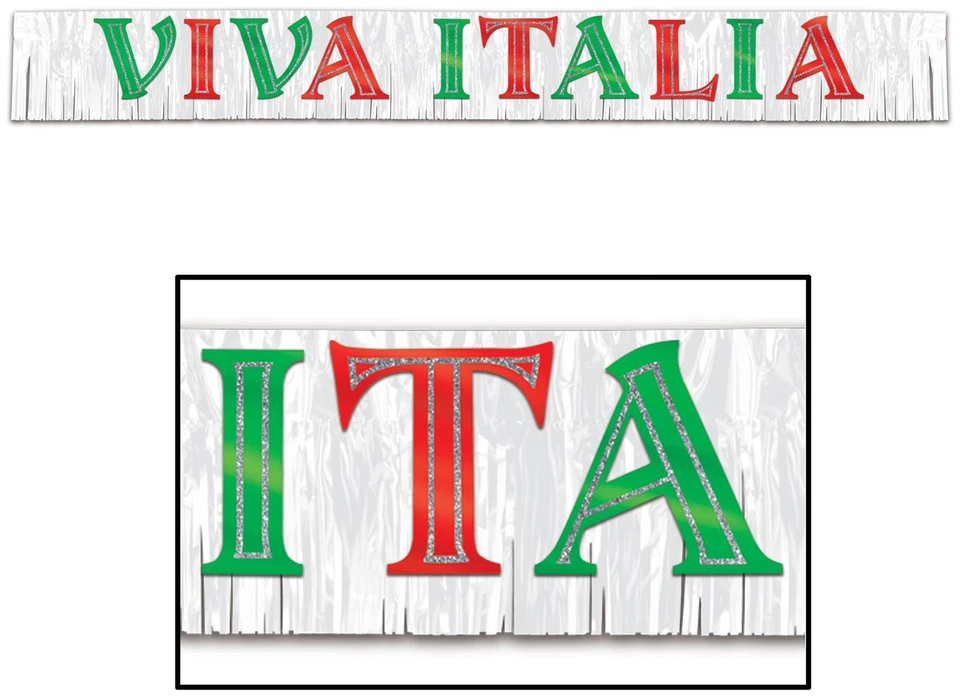Metallic Viva Italia Banner of Size 10" x 8' for Halloween - Beistle - Image 1 of 1