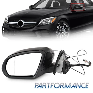 BLACK LEFT DRIVER SIDE MIRROR Fit For 2015-2021 C250 C300 C350 C63 - Bild 1 von 12