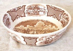 Alfred Meakin FAIR WINDS BRAUN Schiffe & Blume 10" GROSSE SALATSCHÜSSEL - Bild 1 von 5