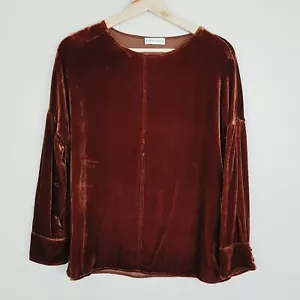SCANLAN THEODORE Womens Size 6 Walnut Velvet Long Sleeve Blouse Top - Picture 1 of 8