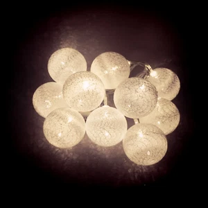 2er Set LED-Lichtervorhang mit Kugeln mit je 10 Kugeln LED's warmweiß Batterie - Bild 1 von 4