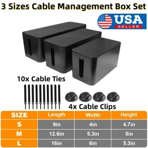3 Sets Large Cable Management Box Cable Cord Organizer Hider for TV Computer USA - Picture 1 of 17