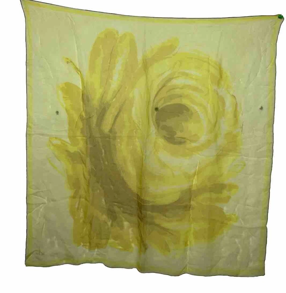 Bufanda de moda vintage Vera Ladybug amarillo rosa transparente cuadrada envoltura #56 Foto 1 de 4