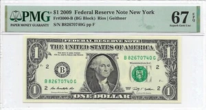 2009 $1 NEW YORK FRN. PMG Superb GEM Uncirculated 67 EPQ Banknote. - Picture 1 of 2