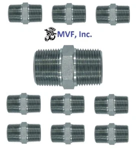 1/4" x 1/4" Male NPT Hex Nipple Plated Steel Hydraulic (10-Pack) 5404-04-04(x10) - Picture 1 of 3