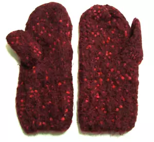 Cuddl Duds Burgundy Red Plush Speckled Knitted Mittens One Size So Soft Warm - Picture 1 of 6