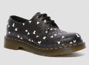 Dr. Martens 3 Loch 1461 Black + Multi Custom Chaos Hearts Backhand - Picture 1 of 56