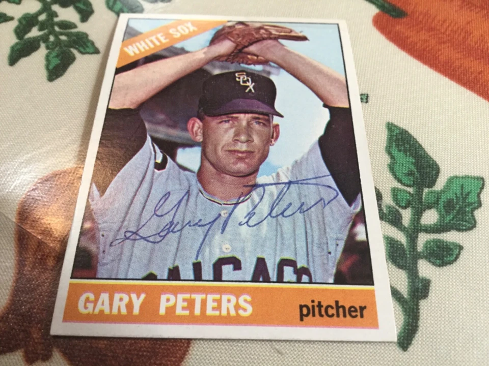 1966 年 Topps 加里·彼得斯亲笔签名棒球卡芝加哥白袜队 (d.2023) — 第 1/1 张图片
