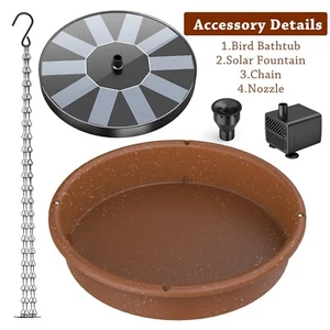 AISITIN Hanging Bird Bath with Solar Fountain Pump, 12" Multi-Functional Basin - Picture 1 of 7