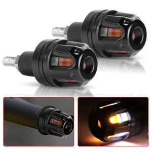 2X 7/8'' 22mm Motorcycle Handle Bar End LED Plug Turn Signal Blinker Light Amber - Bild 1 von 4