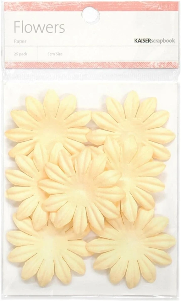 Flores de papel, crema, 25/pk, 5 cm, álbum de recortes - Kaisercraft 826 Foto 1 de 1
