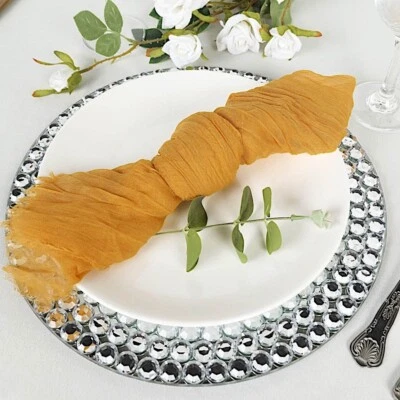 5 MUSTARD YELLOW Gauze Cheesecloth Cotton DINNER NAPKINS Party Table Decorations - Image 1 of 4