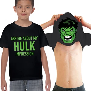 ASK ME ABOUT MY HULK IMPRESSION KIDS T SHIRT FUNNY CHILDRENS TOP BOYS THOR TEE - Picture 1 of 1
