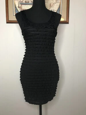 Mini Vestido Twenty One Bodycon Para Mujer Pequeño Negro Sin Mangas Encaje Volantes EE. UU. Foto 1 de 4