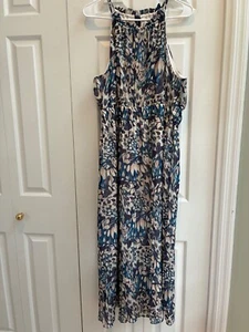 New Ann Klein womans dress size 12 multicolor blue sleeveless midi lined - Picture 1 of 7