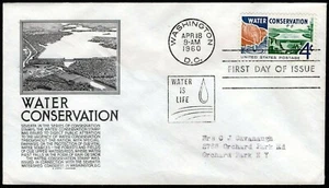 1150 4c Water Conservation FDC Anderson Black Cachet 18 de abril 1960 fallas - Imagen 1 de 1