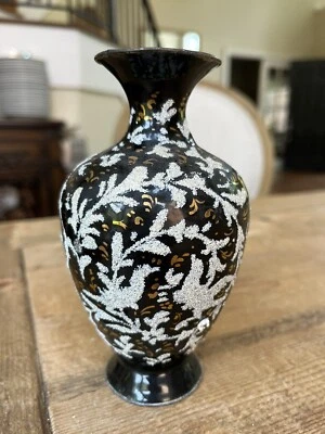 Antique Japanese Enamel Vase With Coralene Glass Beading, Japan - Image 1 of 4