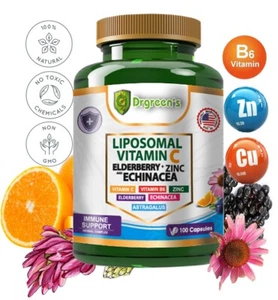 Daily Immune Support Vitamin C, Zinc, Elderberry & Echinacea SUPPLEMENT 100 caps - Picture 1 of 8