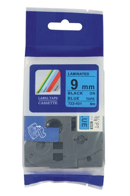 Cinta de etiquetas negra sobre azul TZ521 TZe521 1 pieza para Brother P-touch PT-6100 3/8" 9 mm Foto 1 de 4