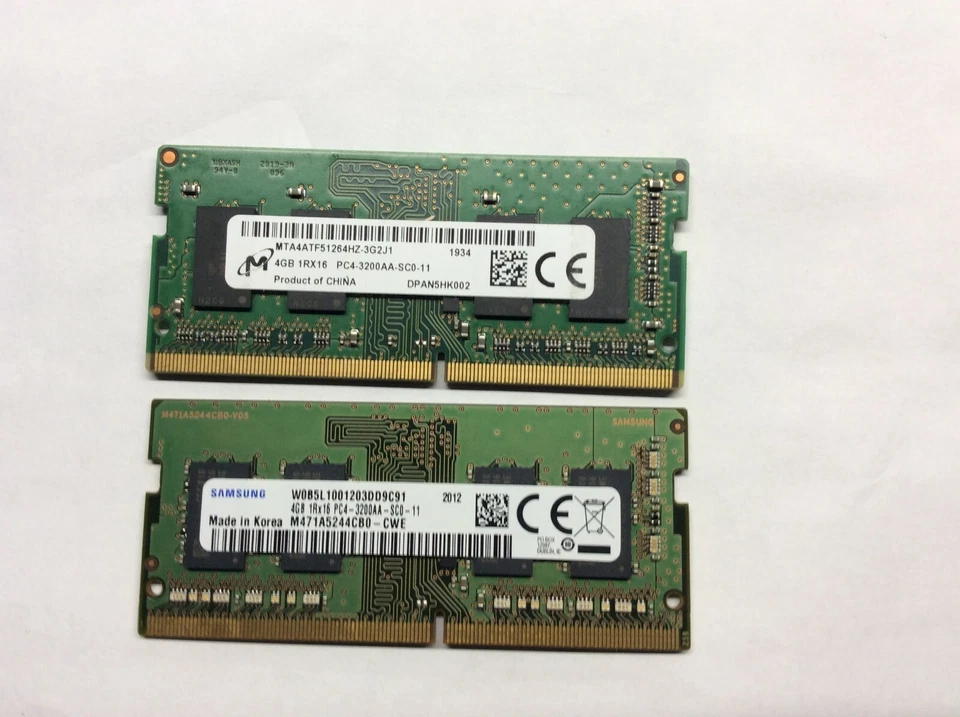 Micron/Samsung 4GB 1Rx16 PC4-3200AA-SCO-11 Memory RAM Laptop 3200MHz - Image 1 of 1