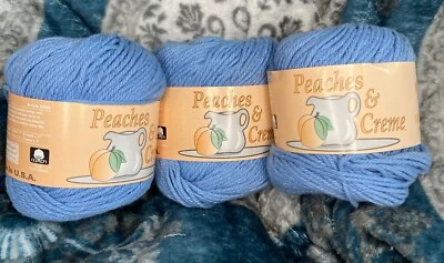 Peaches & Creme Yarn #126 LIGHT BLUE 2.5 oz Crochet Knitting Cake Lot 3PK - Image 1 of 4
