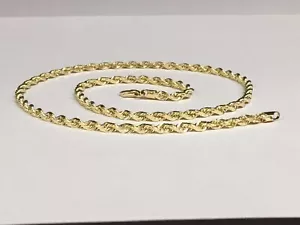 14k Solid Yellow Gold Diamond Cut Rope Chain Necklace 18" 4mm 18.2 grams (R030) - Picture 1 of 12