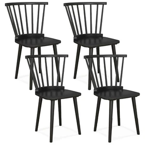 Rubber Wood Windsor Dining Chairs Set of 4 w/ Spindle Back for Living Room - Picture 1 of 9