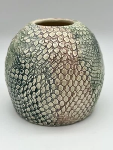 SLY Stamped Hand Made Ceramic Vase Snake Skin Design Multicolor Pottery Studio - Picture 1 of 9
