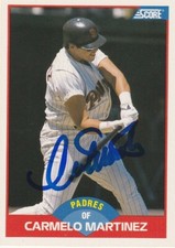 CARMELO MARTINEZ SAN DIEGO PADRES  SIGNED 1989 SCORE CARD #517