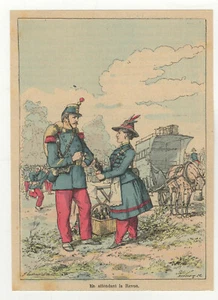 Armée Française En attendant la revue gravure 1880 /B1AFb - Picture 1 of 1