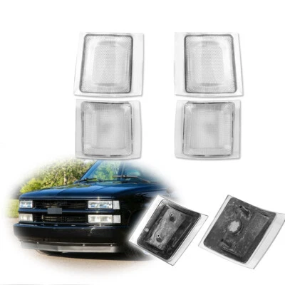 4PCS Clear Front Side Marker Corner Lights For 94-00 Chevy&GMC C/K Pickup Trucks - Image 1 of 4