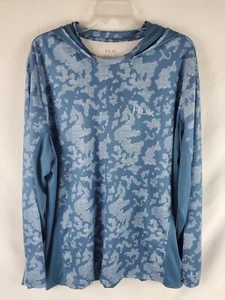 Huk Fishing Men's ICON X Running Lakes Fishing Hoodie Size XL Blue Camo - Picture 1 of 6