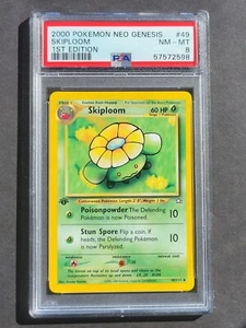 Pokemon PSA 8 1ª EDICIÓN SKIPLOOM 49/111 NEO GENESIS SET NO HOLO - CASI NUEVO/COMO NUEVO - Imagen 1 de 2
