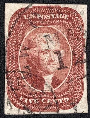 Scott 12, FOUR MARGINS, Crowe Cert, Graded 85 - BEAUTIFUL STAMP, SMQ $850 - Image 1 of 3