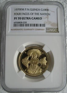 Papua New Guinea 1979 FM Gold 100 Kina NGC PF-70 Four Faces of the Nation - Picture 1 of 3