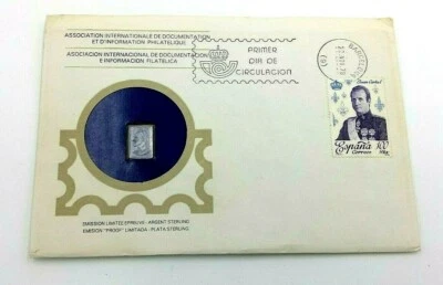 Busta Primo Giorno Circolazione Spagna Re Juan Carlos 1° Lingotto Argento - Immagine 1 di 3