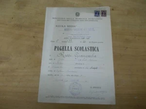 PAGELLA SCOLASTICA SCUOLA MEDIA CLASSE 1° SARONNO 1950 1951 - Foto 1 di 2