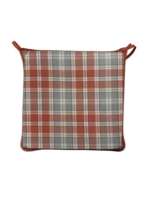 Highland Check Autumn Square Tie-On Seat Pads Dining/Patio/Garden/Kitchen - Image 1 of 4