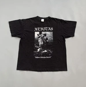 Vintage 2004 Atritas Where Witches Burnt Black Metal T-Shirt - Bild 1 von 10