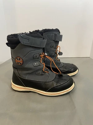 Totes Winter Boots Girls Size 6 Black Gray Faux Fur 3M Thinsulate Diamond - Image 1 of 4